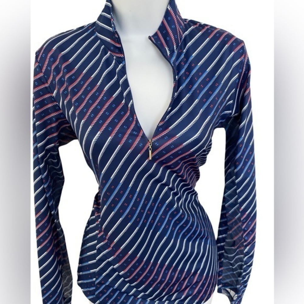 EP Pro Quarterbacks Zip Top - S navy red white design. Polyester spandex